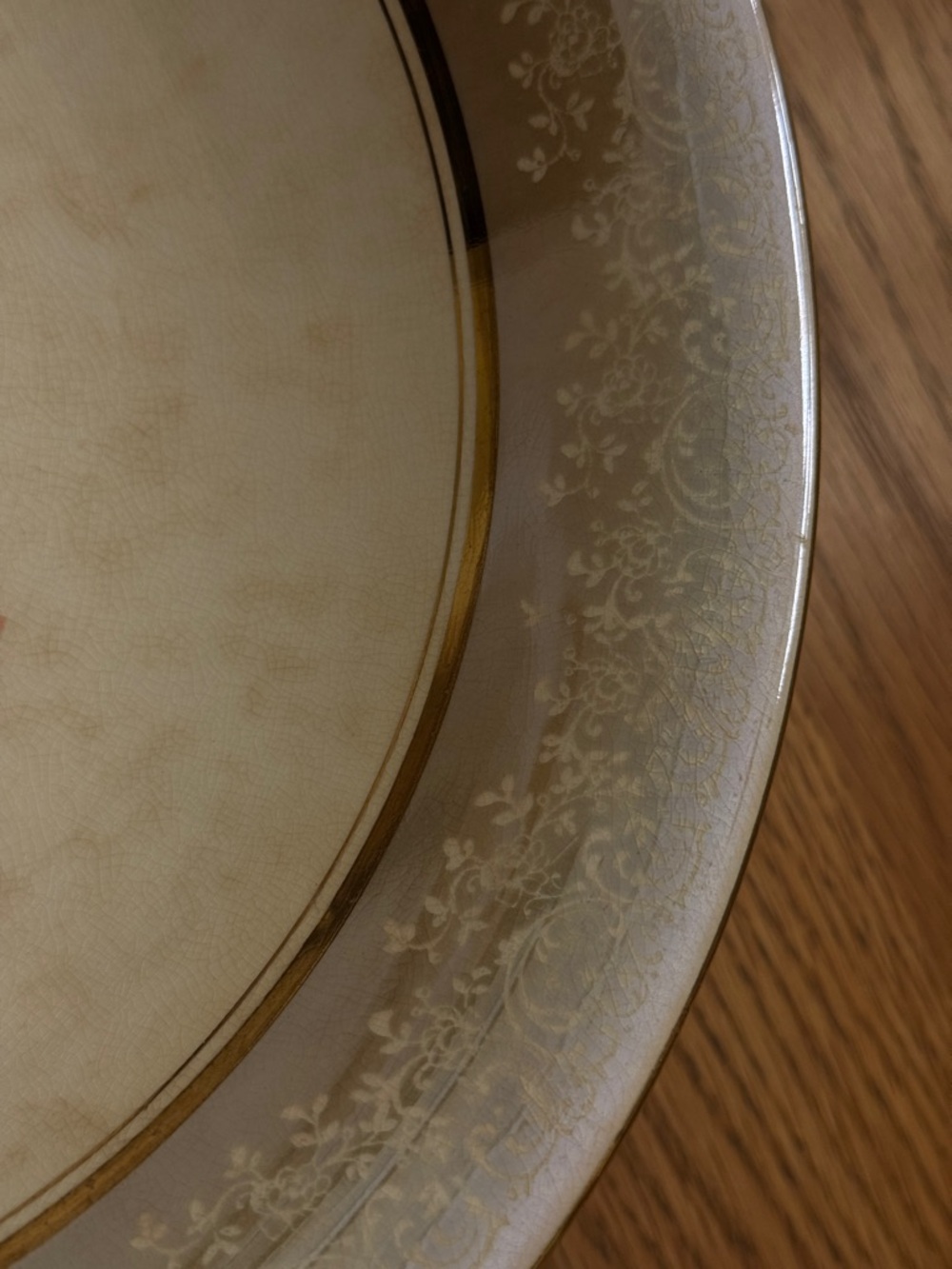 Vintage Dresden China Floral Serving Bowl Gold Rim Peach Roses Cottagecore Decor - Picture 4 of 7